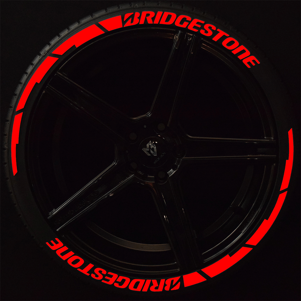 Bridgestone Reifenschrift 2x Schrift Blockwings Rot